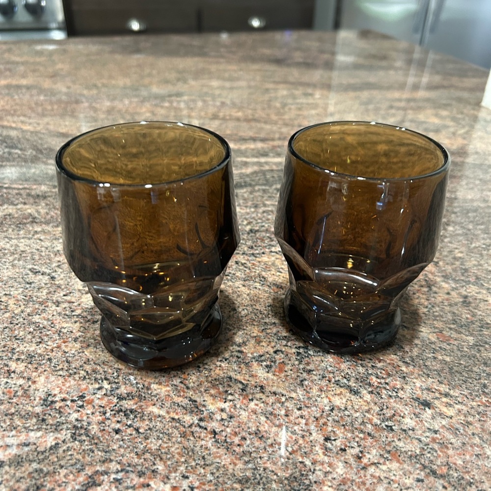 Vintage Set of two Viking Brown Glass Tumblers - Picture 1 of 8